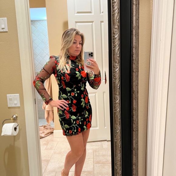 VICI NWT - Alice Embroidered Floral Mesh Mini Dress - M - Picture 4 of 4